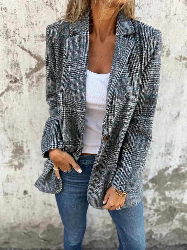 Check Print Oversized Blazer for Women — Ofelia, image 1