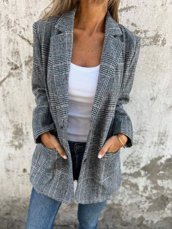Check Print Oversized Blazer for Women — Ofelia, image 3