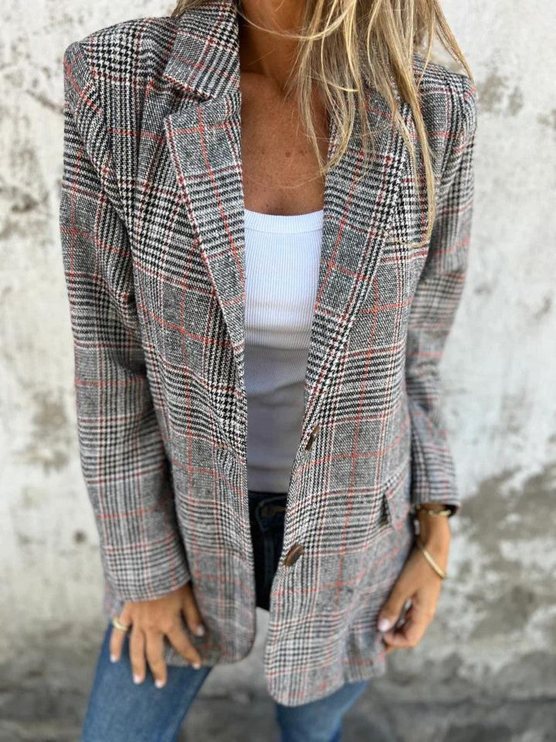 Check Print Oversized Blazer for Women — Ofelia, image 4