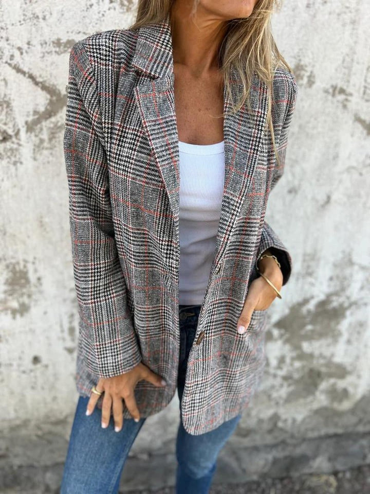 Check Print Oversized Blazer for Women — Ofelia, image 5
