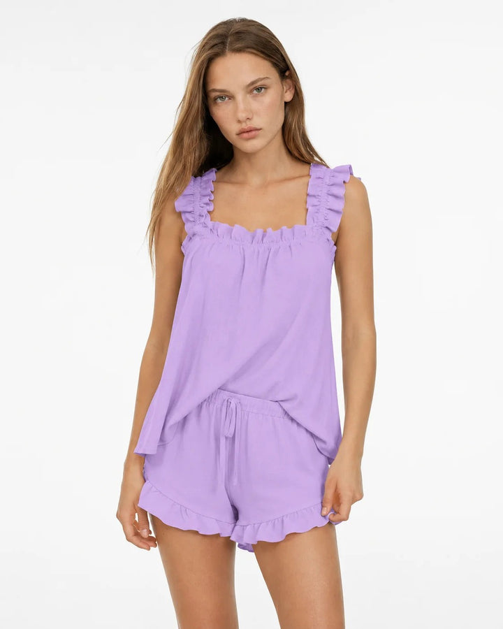 Ruffle Strap Pyjamas with Ruffled Hem