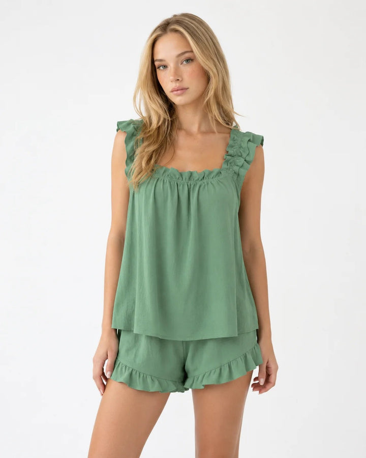 Ruffle Strap Pyjamas with Ruffled Hem