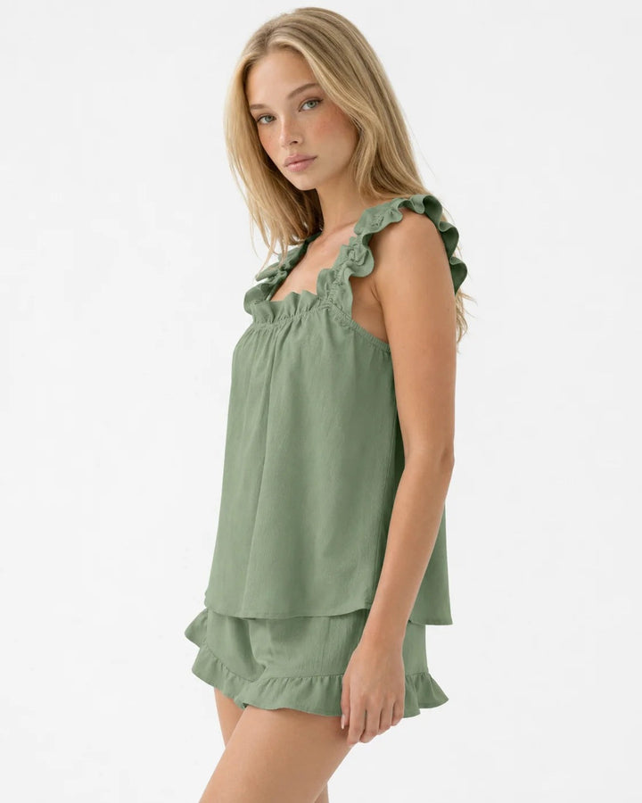 Ruffle Strap Pyjamas with Ruffled Hem