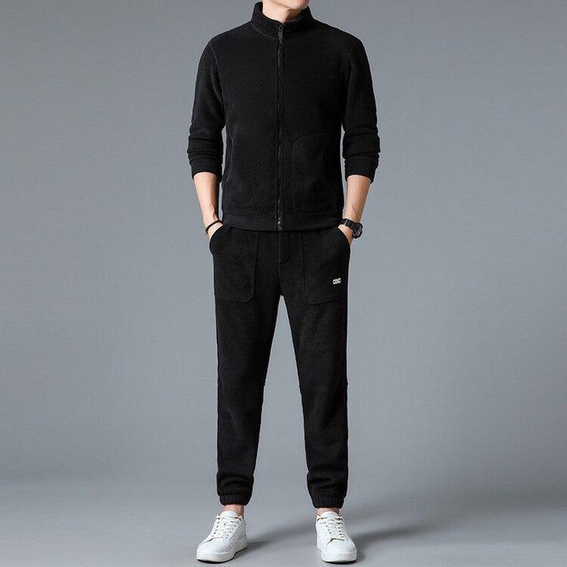 Zip Through Fleece Tracksuit — Peregrine, Black
