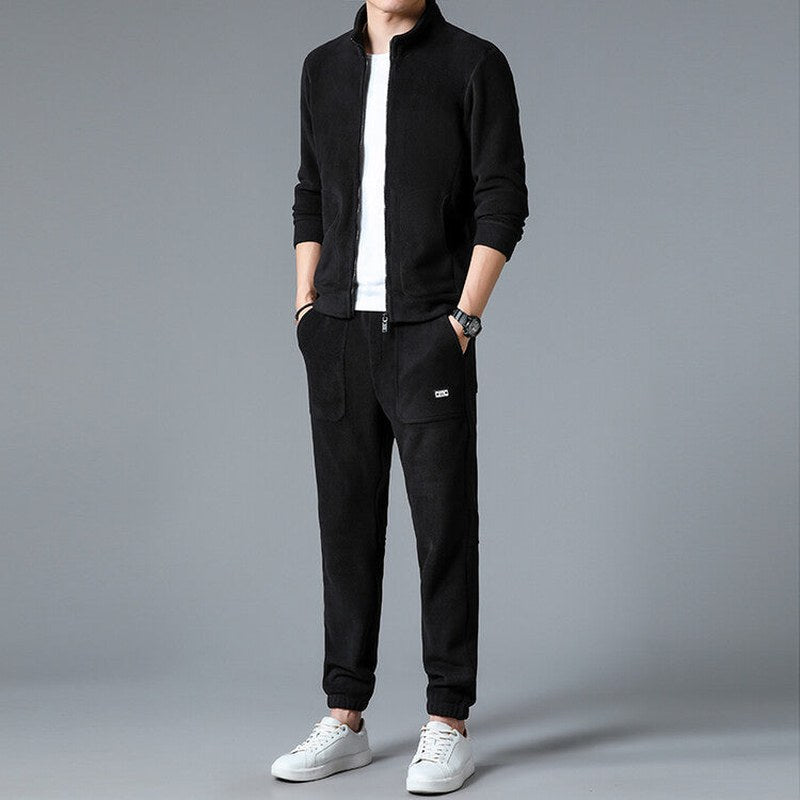 Zip Through Fleece Tracksuit — Peregrine, Black
