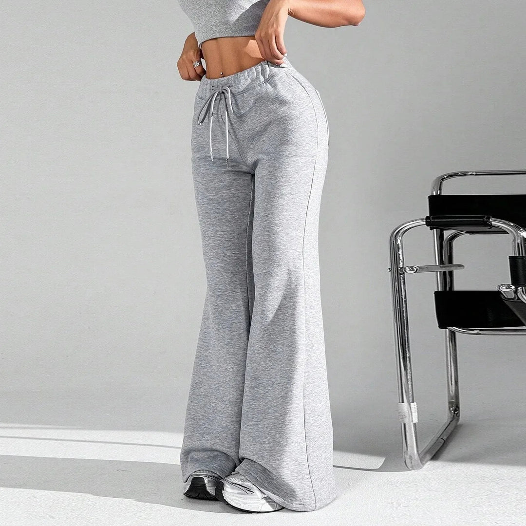 High Waisted Flared Joggers — Phoebe, Grey