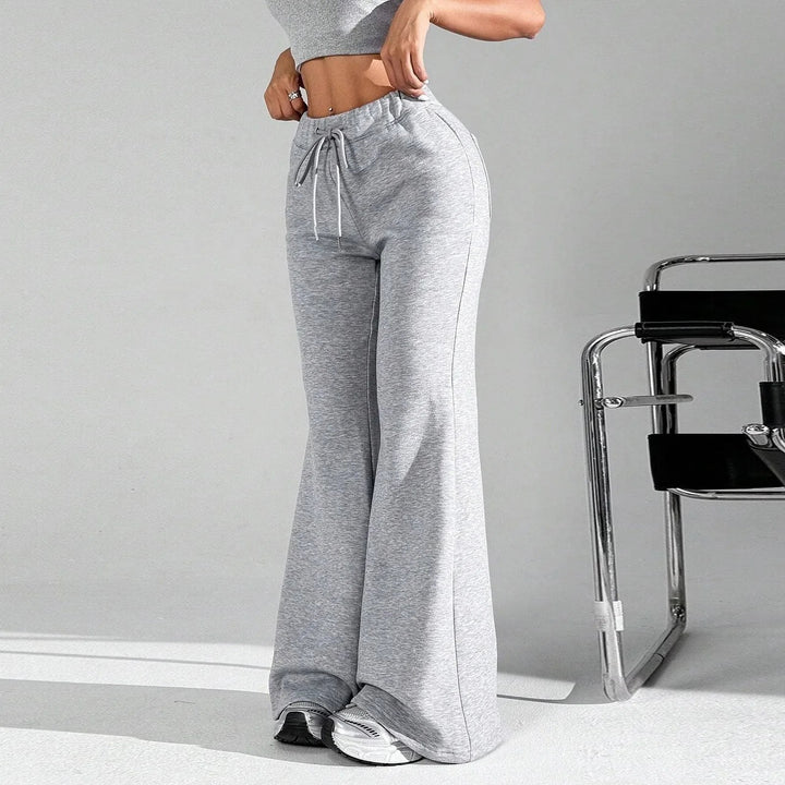 High Waisted Flared Joggers — Phoebe, Grey