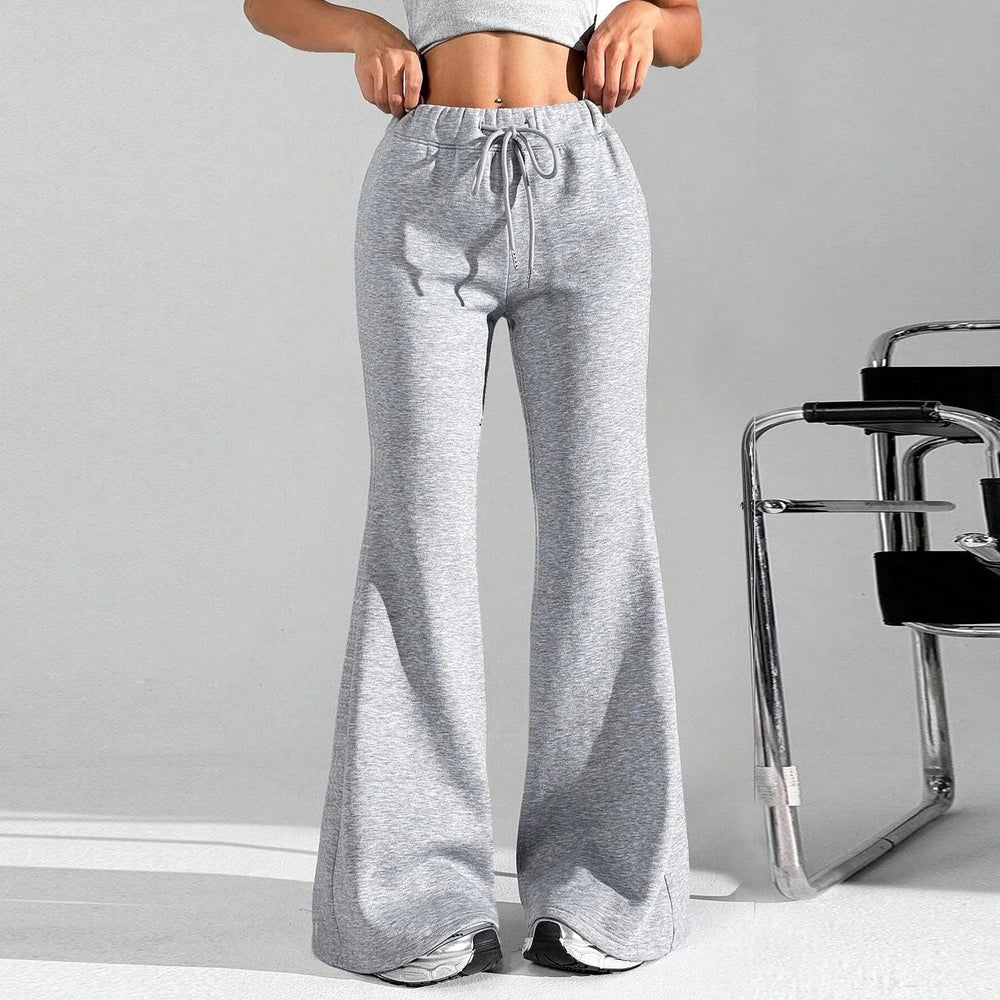 High Waisted Flared Joggers — Phoebe, Blue