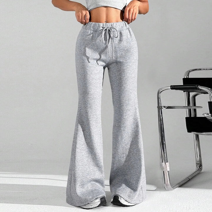 High Waisted Flared Joggers — Phoebe, Blue