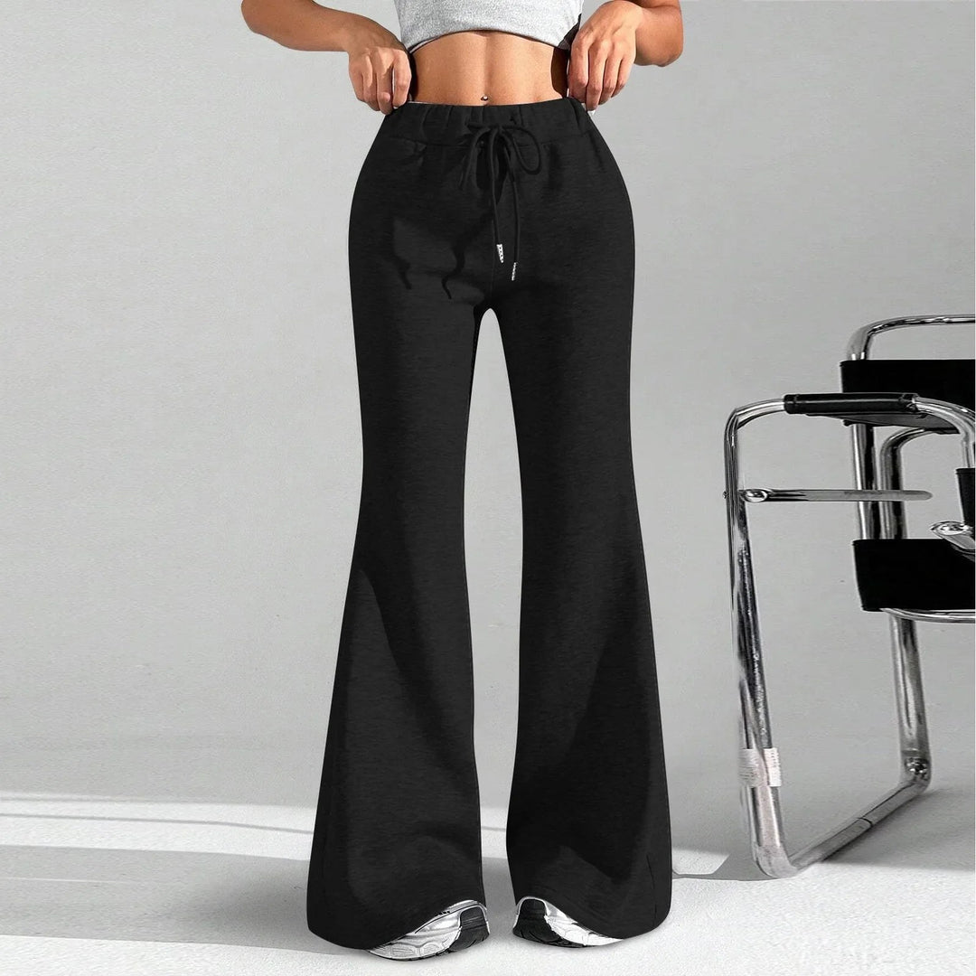 High Waisted Flared Joggers — Phoebe, Black