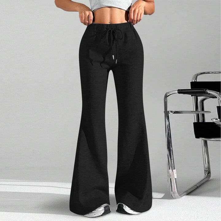 High Waisted Flared Joggers — Phoebe, Black