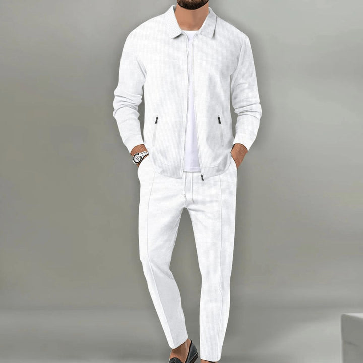 Zip Front Tapered Tracksuit — Reginald, White