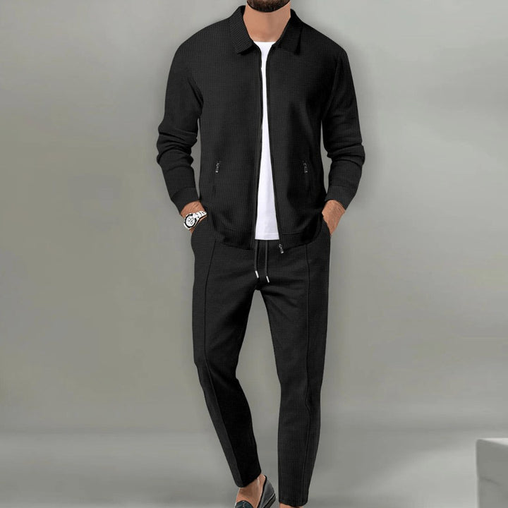 Zip Front Tapered Tracksuit — Reginald, Black