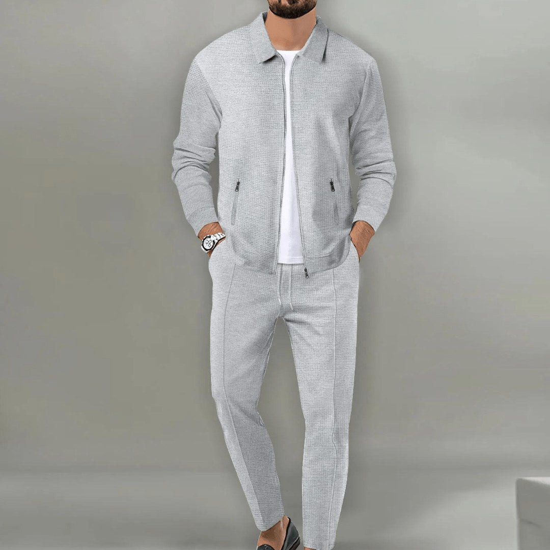 Zip Front Tapered Tracksuit — Reginald, Grey