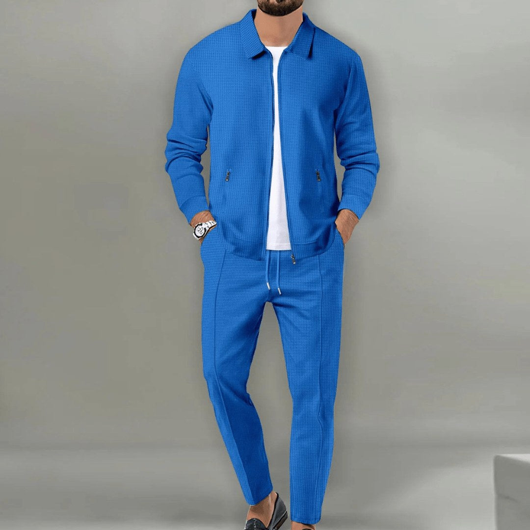Zip Front Tapered Tracksuit — Reginald, Blue