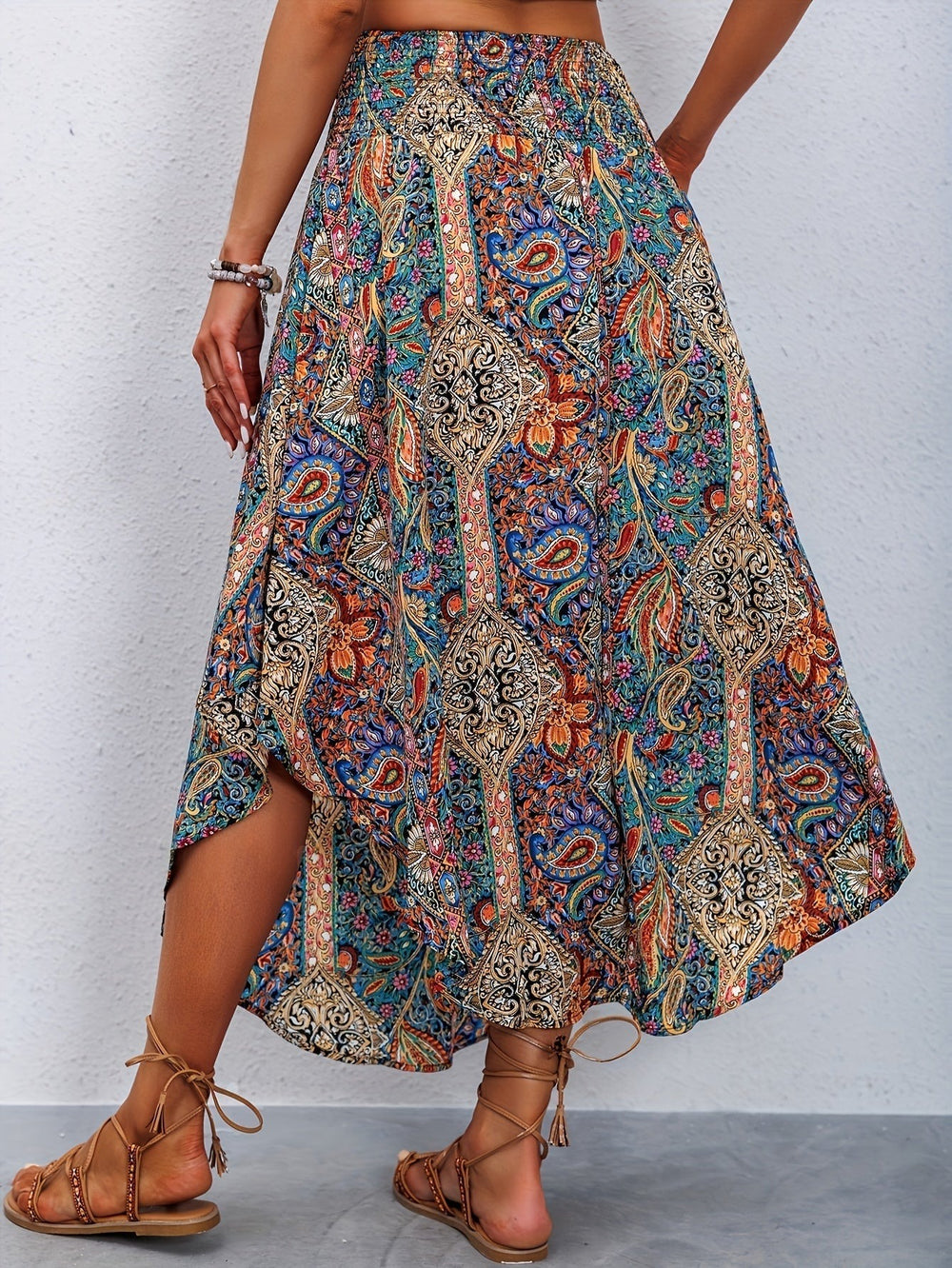 Tiered Maxi Skirt with Paisley Print