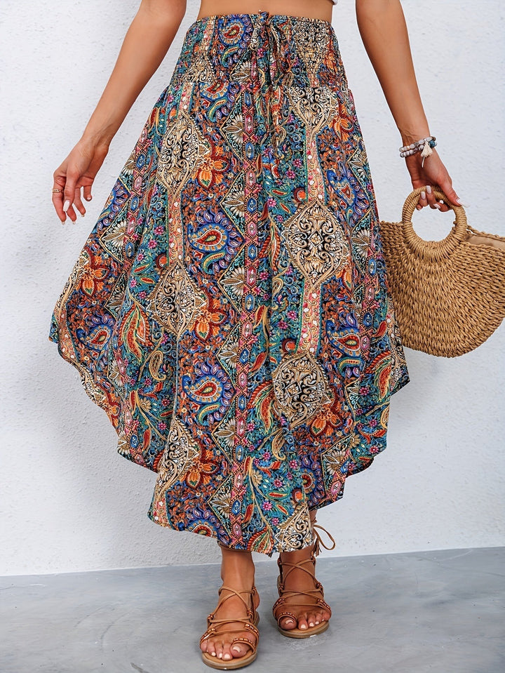 Tiered Maxi Skirt with Paisley Print