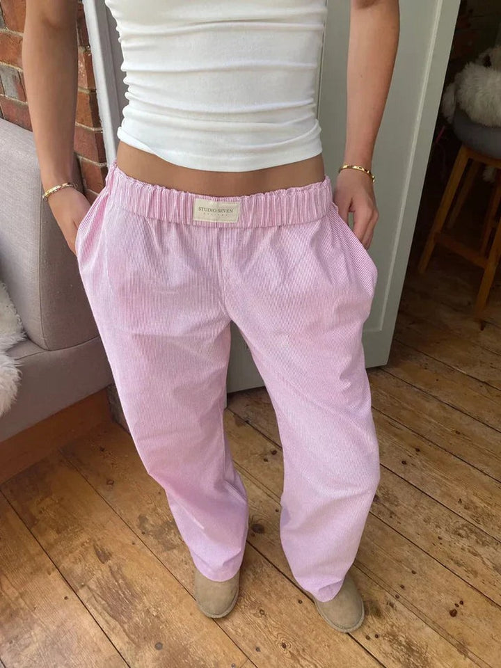 Ribbed Straight Leg Lounge Joggers — Rosemary, Pink