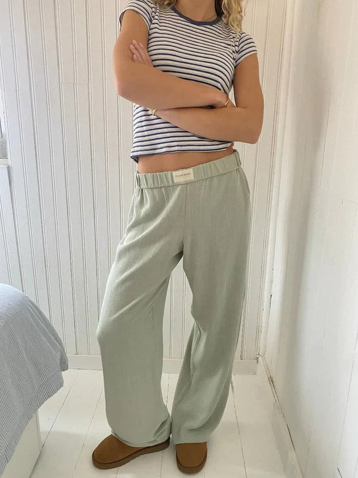 Ribbed Straight Leg Lounge Joggers — Rosemary, Yellow
