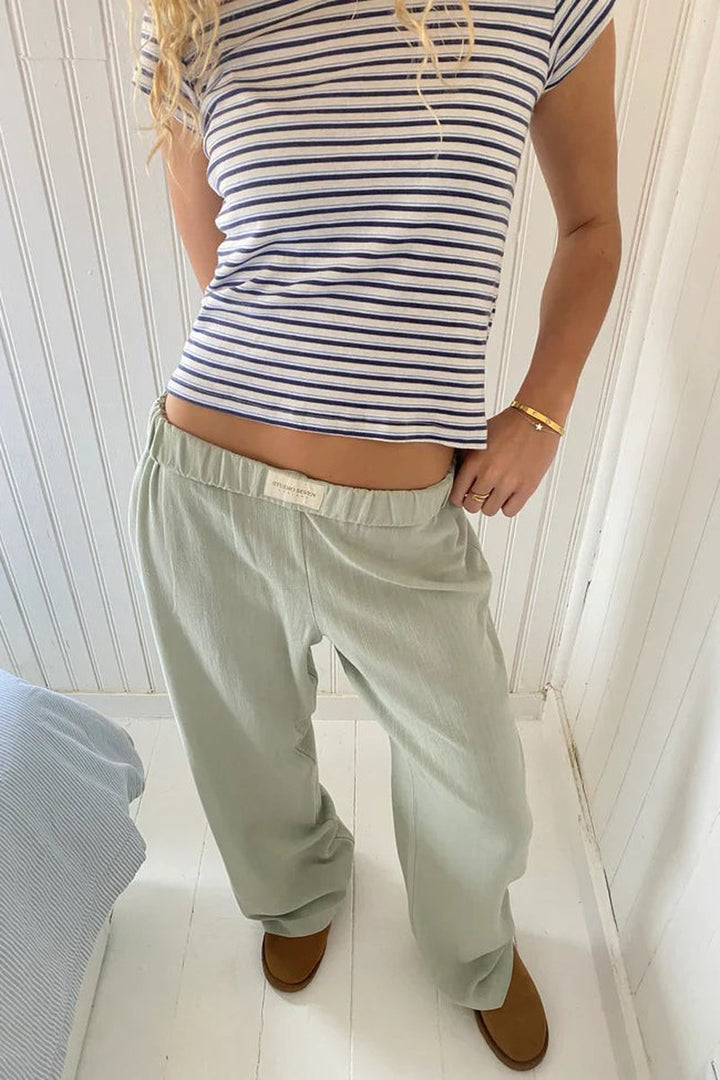 Ribbed Straight Leg Lounge Joggers — Rosemary, Yellow