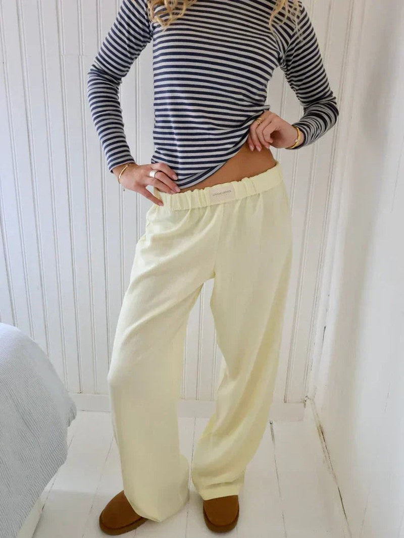 Ribbed Straight Leg Lounge Joggers — Rosemary, Yellow