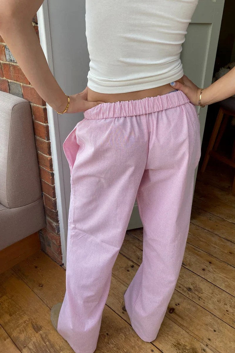 Ribbed Straight Leg Lounge Joggers — Rosemary, White