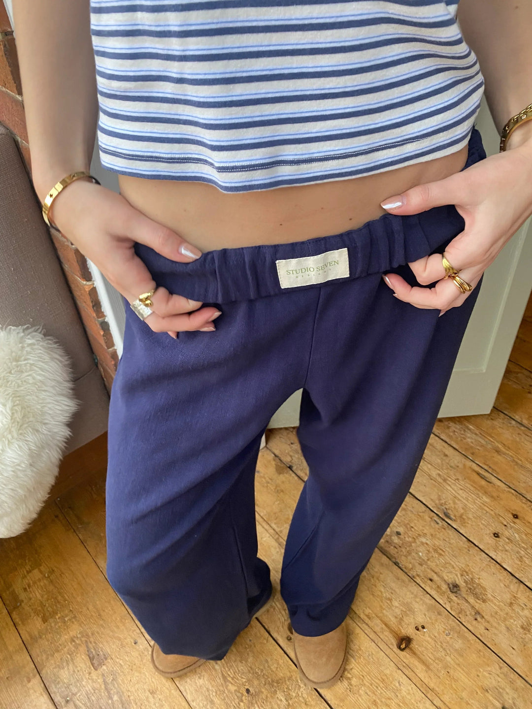 Ribbed Straight Leg Lounge Joggers — Rosemary, Yellow
