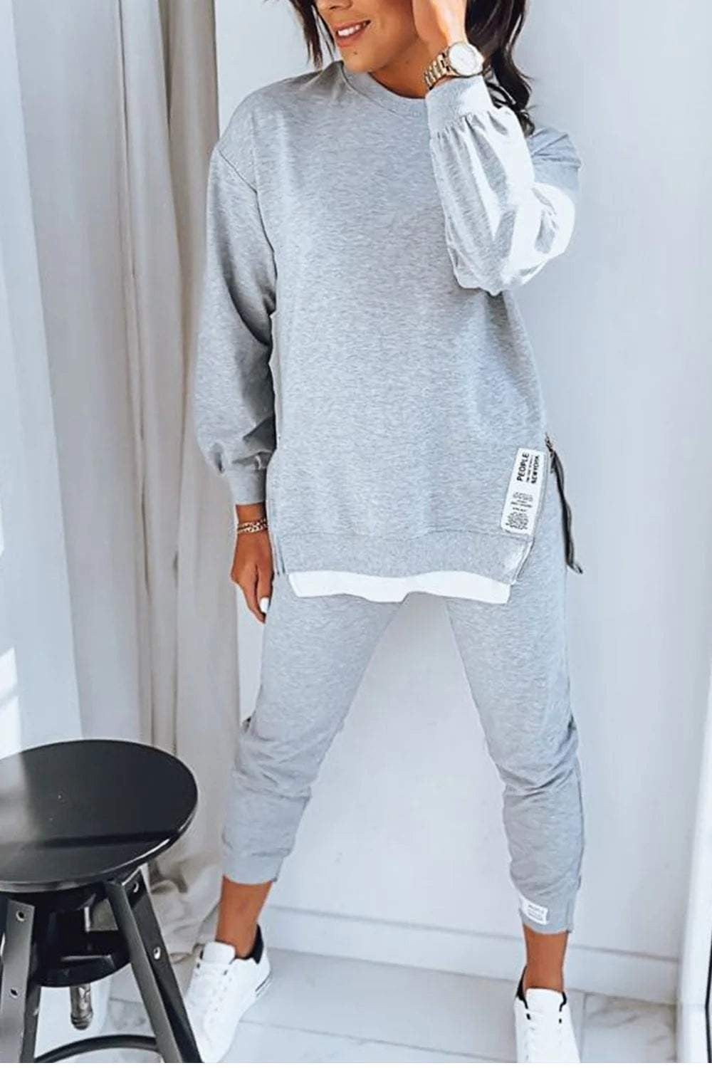 Soft Cotton Loungewear Set for Women in grey