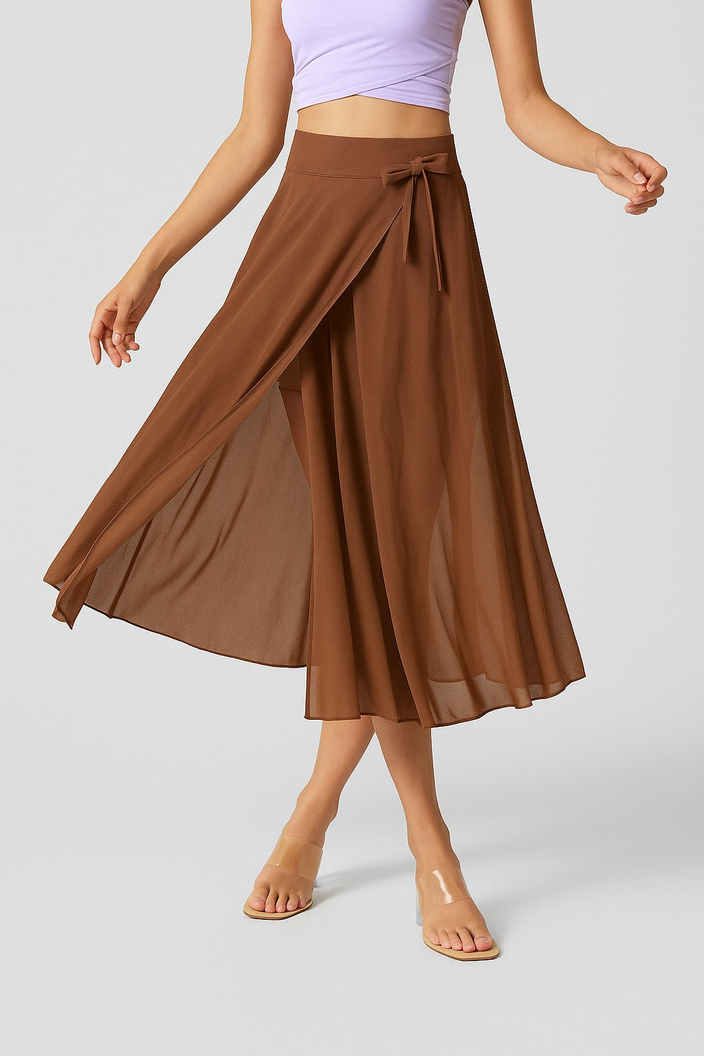 Wrap Front Midi Skirt with Side Split