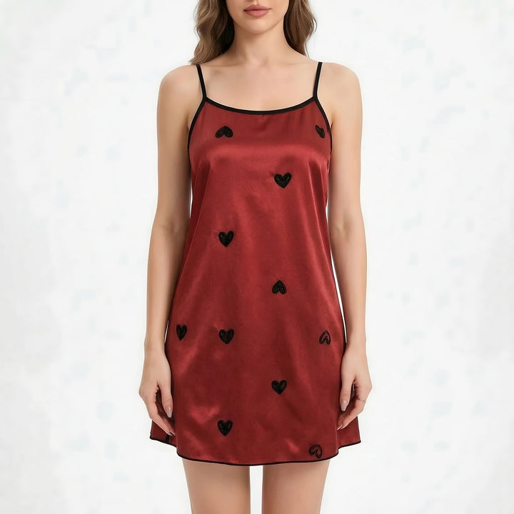 Satin Nightie for Women — Sophie, Red Heart