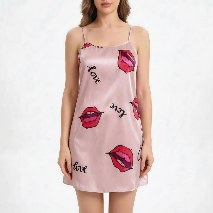 Satin Nightie for Women — Sophie, Pink Lip
