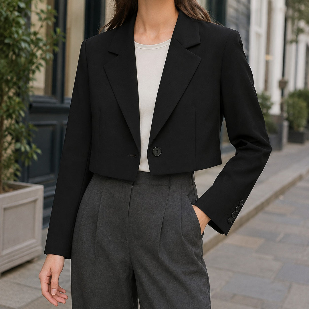 Single Button Cropped Blazer for Women — Steffana, image 1