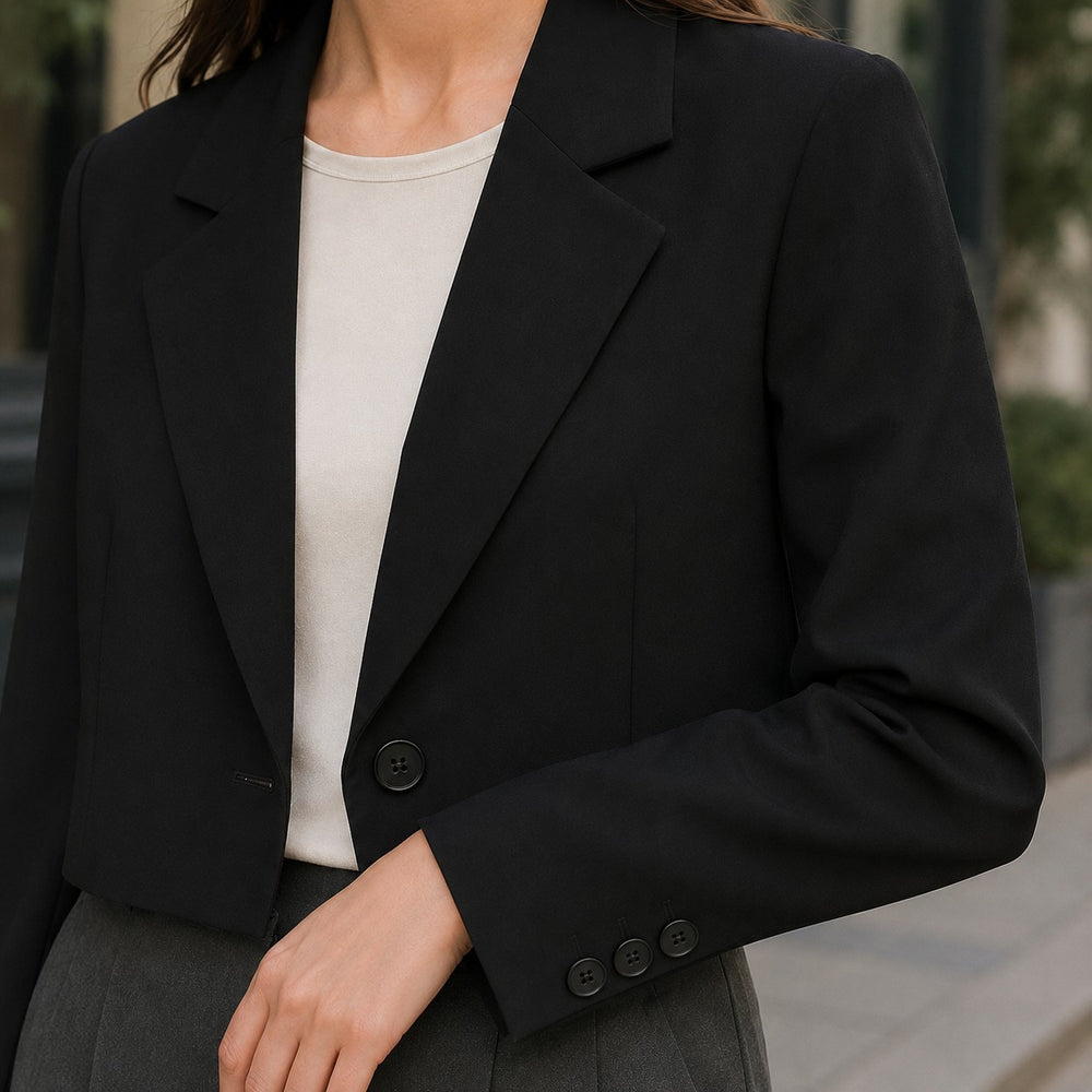 Single Button Cropped Blazer for Women — Steffana, image 2