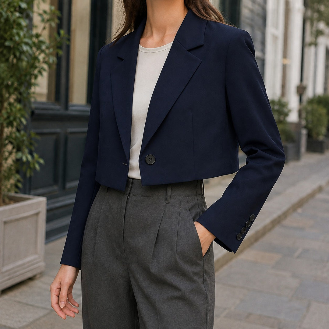 Single Button Cropped Blazer for Women — Steffana, image 3