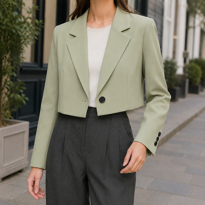 Single Button Cropped Blazer for Women — Steffana, image 5