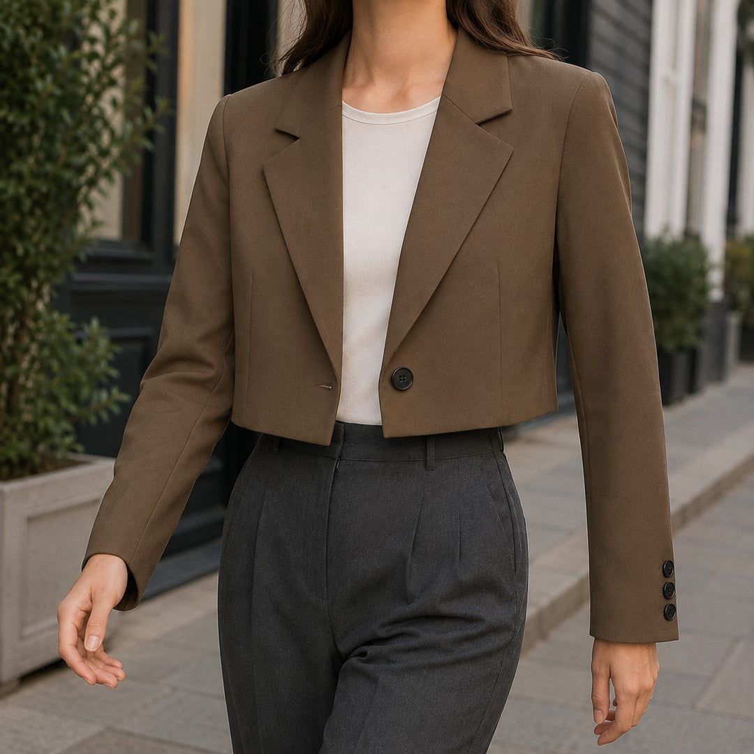 Single Button Cropped Blazer for Women — Steffana, image 6