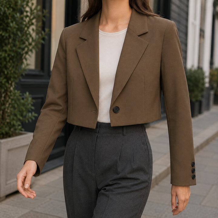 Single Button Cropped Blazer for Women — Steffana, image 6