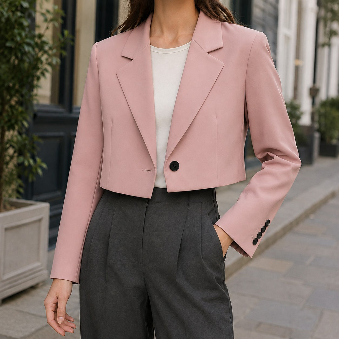 Single Button Cropped Blazer for Women — Steffana, image 7