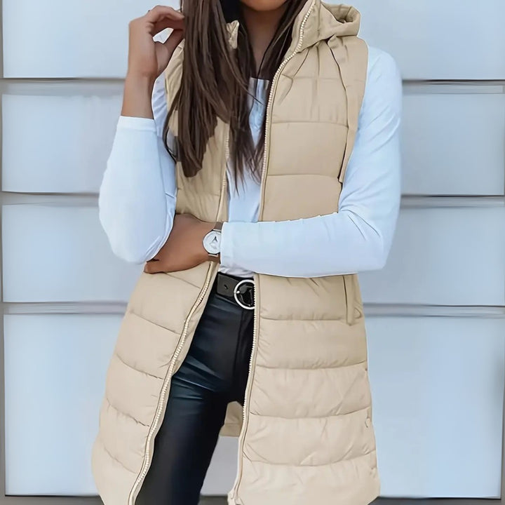 Longline Padded Hooded Gilet for Women — Sulwen, image 3