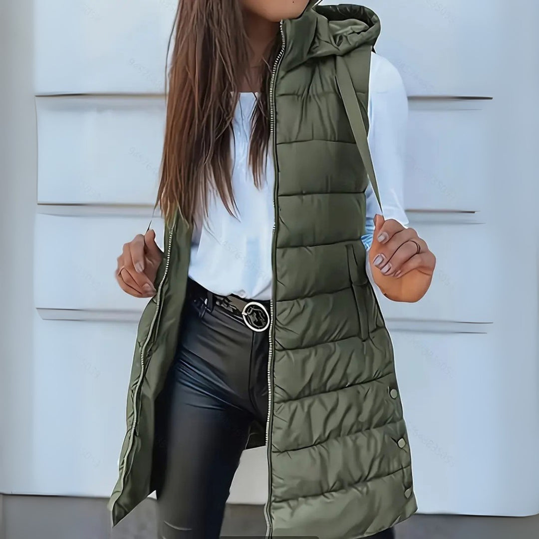 Longline Padded Hooded Gilet for Women — Sulwen, image 4
