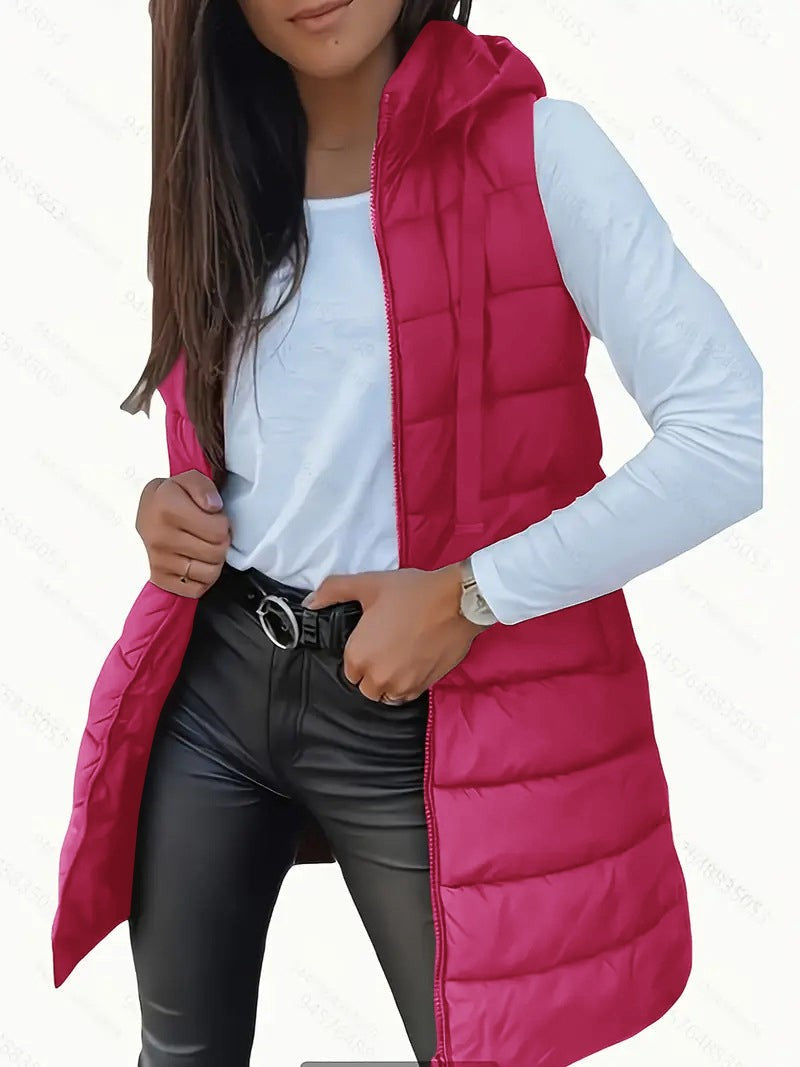 Longline Padded Hooded Gilet for Women — Sulwen, image 5