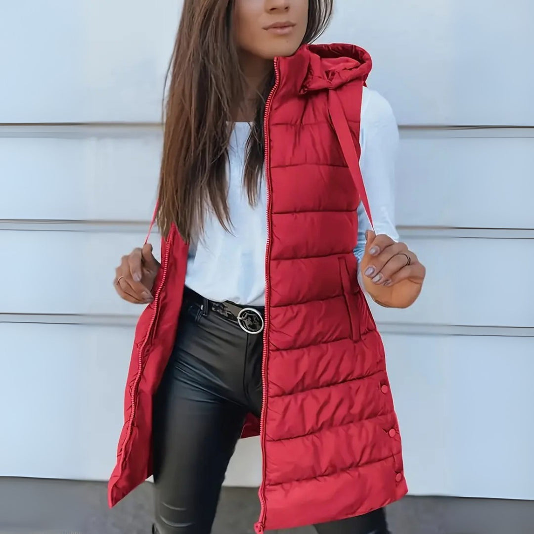 Longline Padded Hooded Gilet for Women — Sulwen, image 6