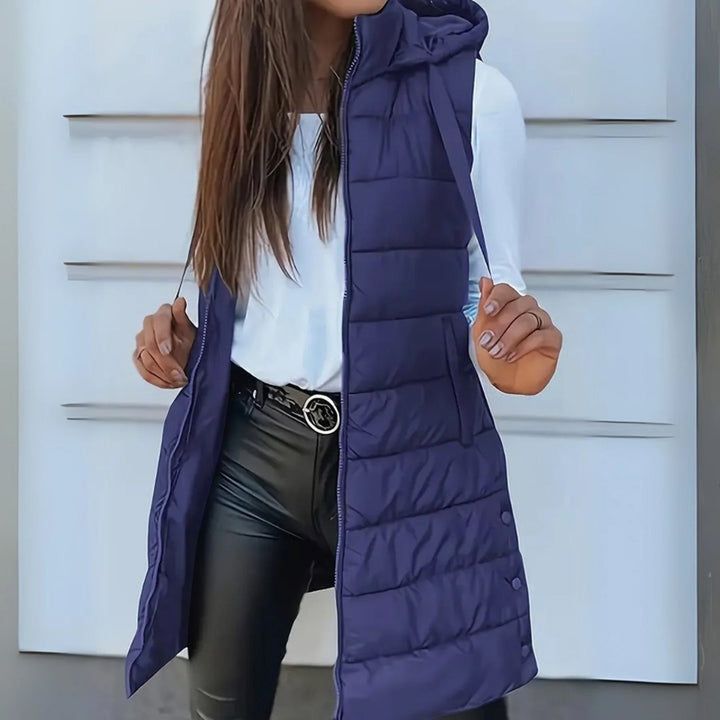 Longline Padded Hooded Gilet for Women — Sulwen, image 8