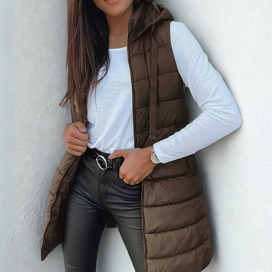 Longline Padded Hooded Gilet for Women — Sulwen, image 9