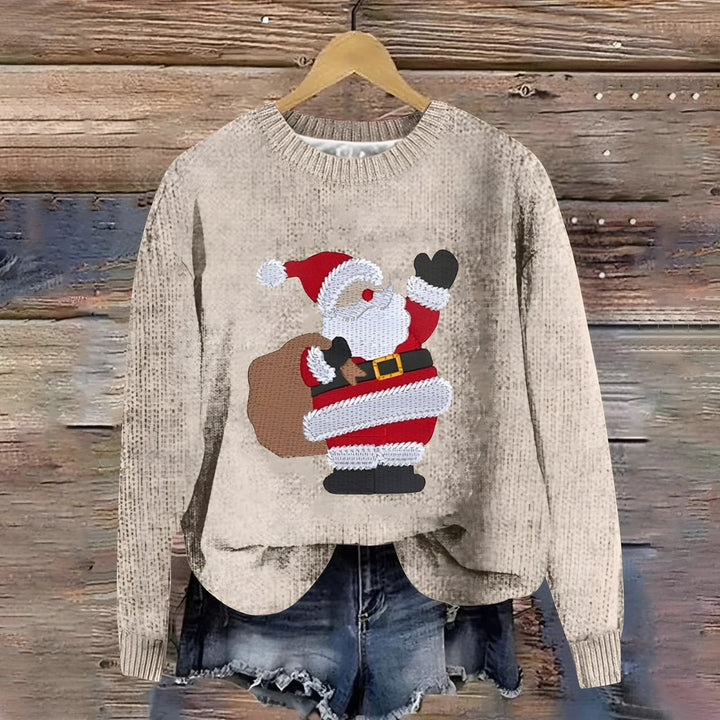 Novelty Christmas Jumper for Women — Sylvia, Beige Santa