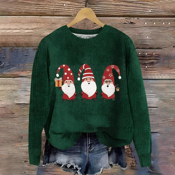 Novelty Christmas Jumper for Women — Sylvia, Green Gnomes