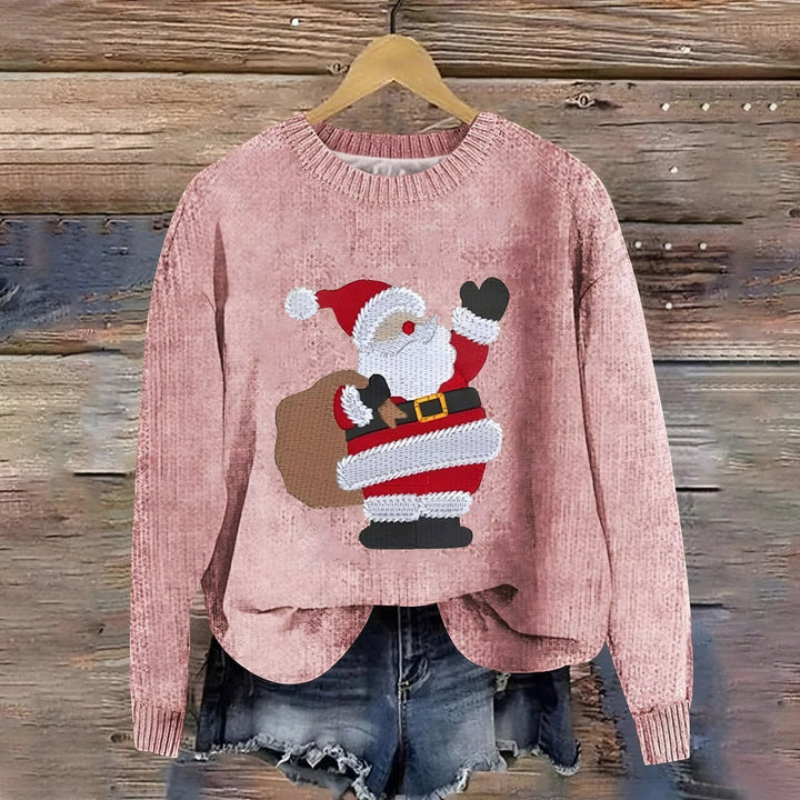 Novelty Christmas Jumper for Women — Sylvia, Pink Santa