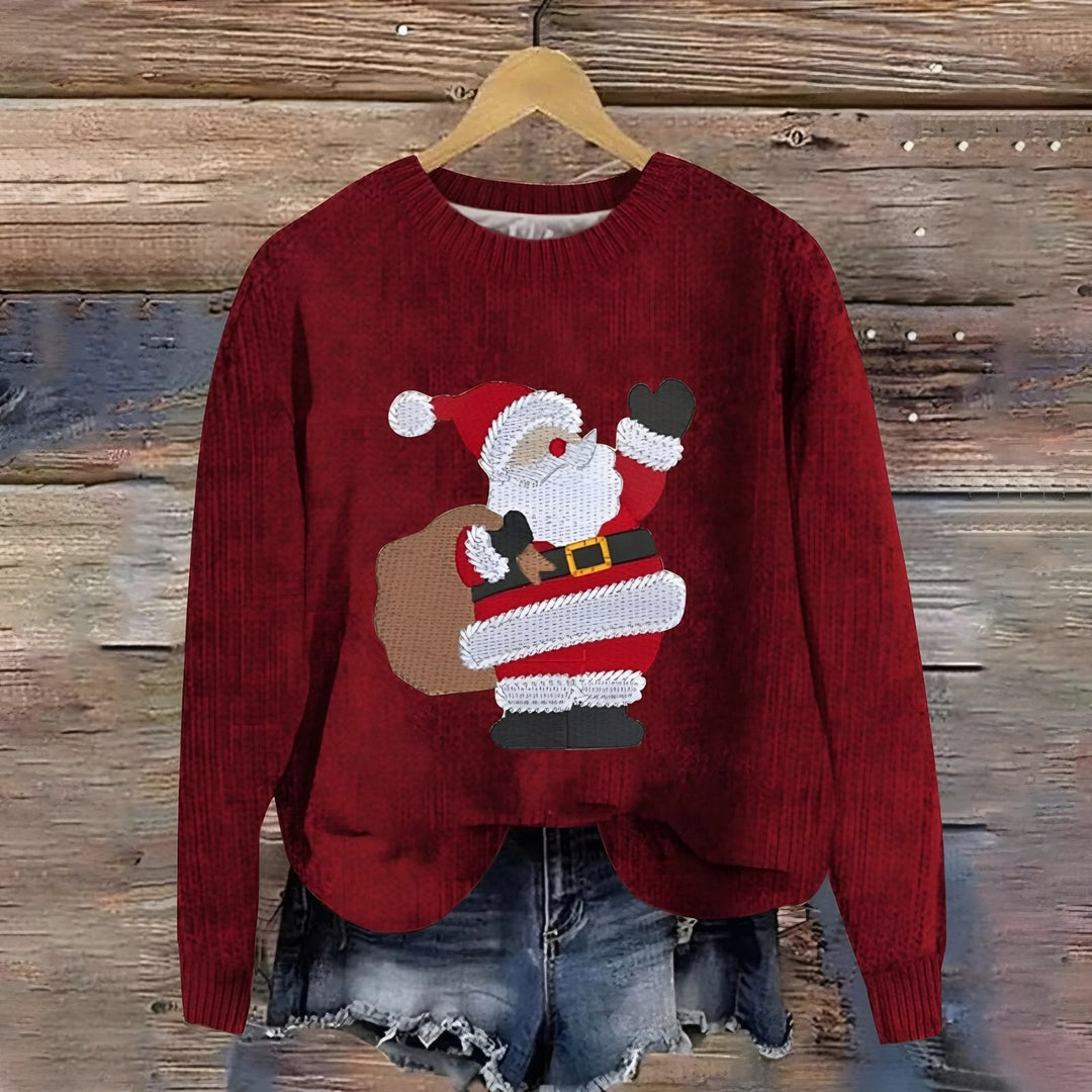 Novelty Christmas Jumper for Women — Sylvia, Red Santa