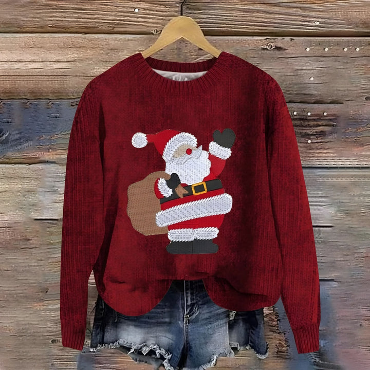 Novelty Christmas Jumper for Women — Sylvia, Red Santa