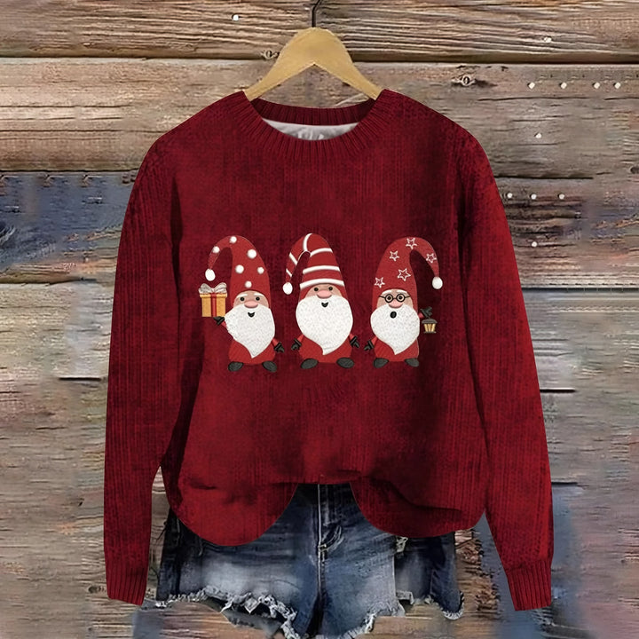 Novelty Christmas Jumper for Women — Sylvia, Red Gnomes